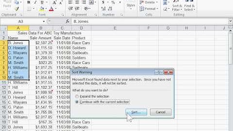 Sort One Column in a Range of Cells without Affecting the Others - Excel 2010