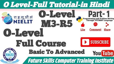 O-Level M3 R5 | Programming and Problem solving through python language | Part 1 @futureskills