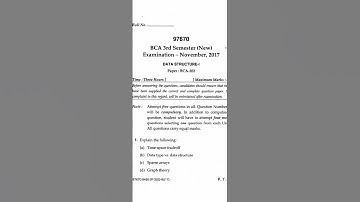 BCA 3rd sem Data Structure question paper 2017-18 # MDU