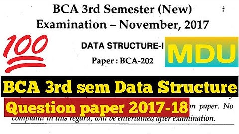 BCA 3rd sem Data Structure question paper 2017-18 # MDU