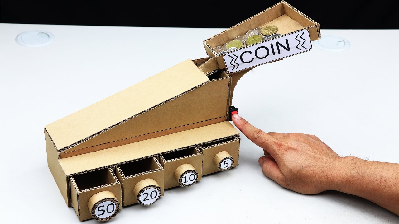 How to Make Automatic Coin Sorting Machine from Cardboard at Home DIY ...