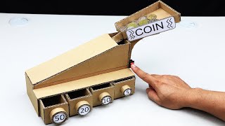 How to Make Automatic Coin Sorting Machine from Cardboard at Home   DIY Coin Sorting Machine