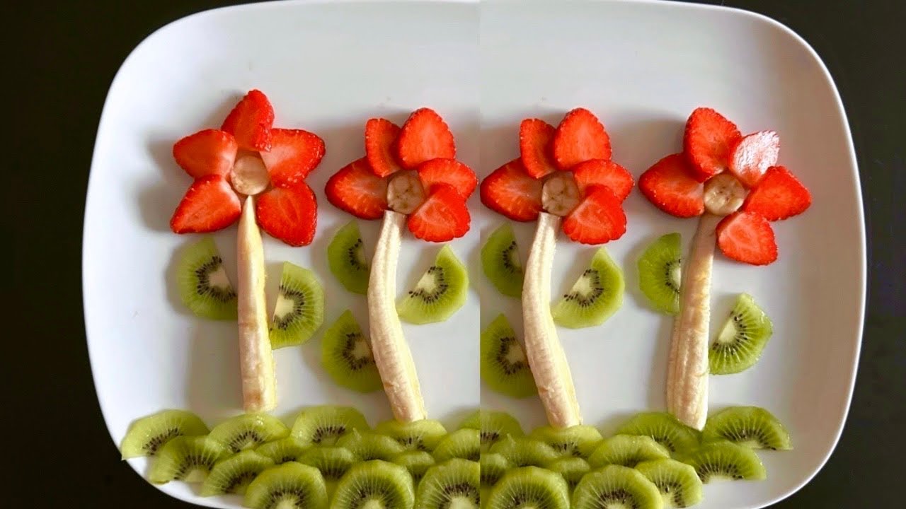 Beautiful Fruits Decoration / Strawberry, Banana and Kiwi Fruits Plate
