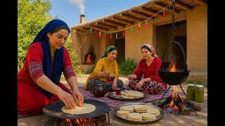 IRAN Village Life 🌿 Traditional Breakfast & Homemade Bread Without Oven or Stove |Clay House Cooking