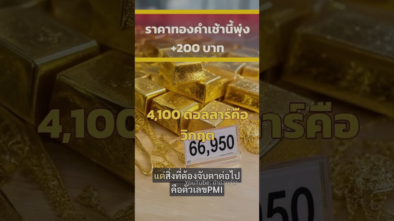 ราคา "ทองคำ" เช้านี้ +200 บาท "รูปพรรณ" ขายออก 66,950 บาท