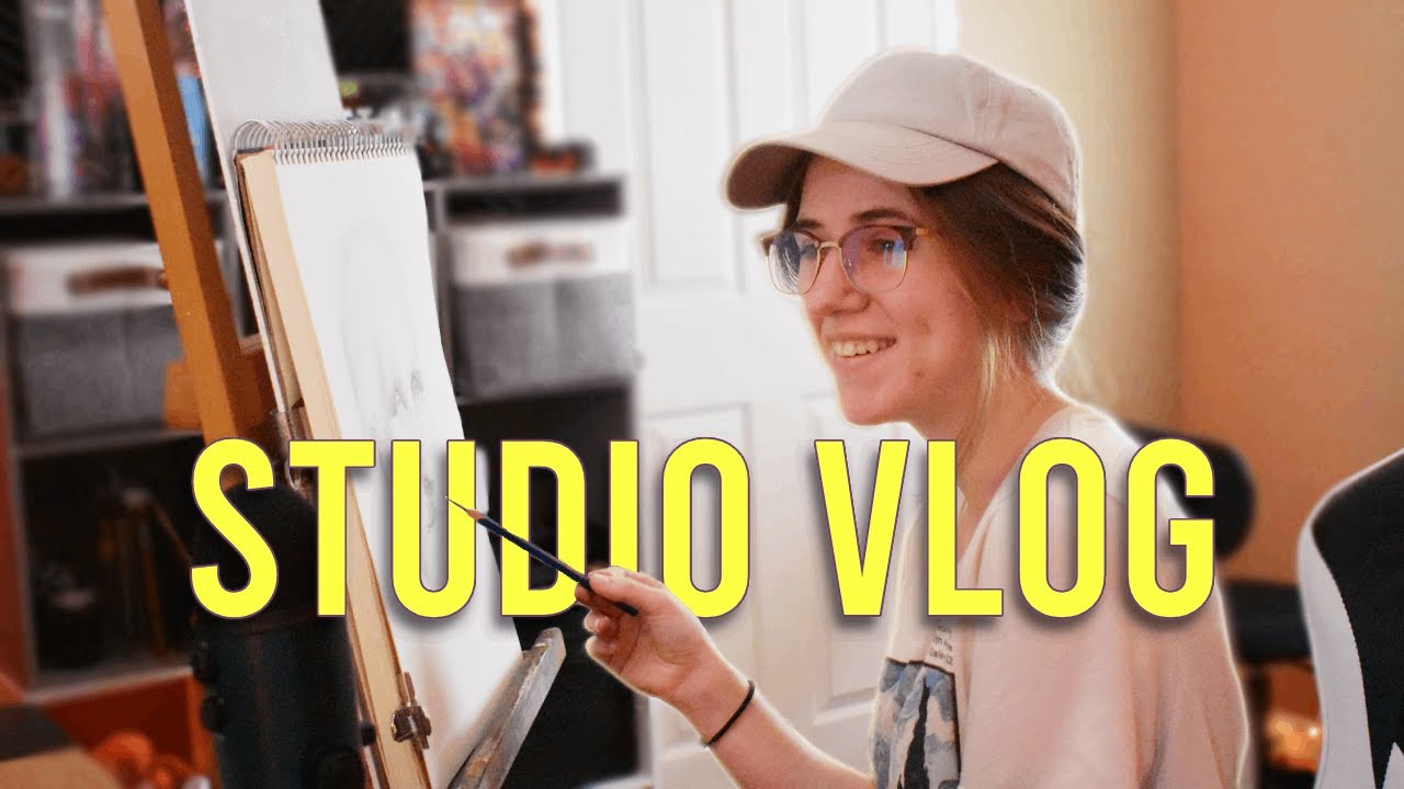 Relaxing day in the art studio - art vlog - YouTube