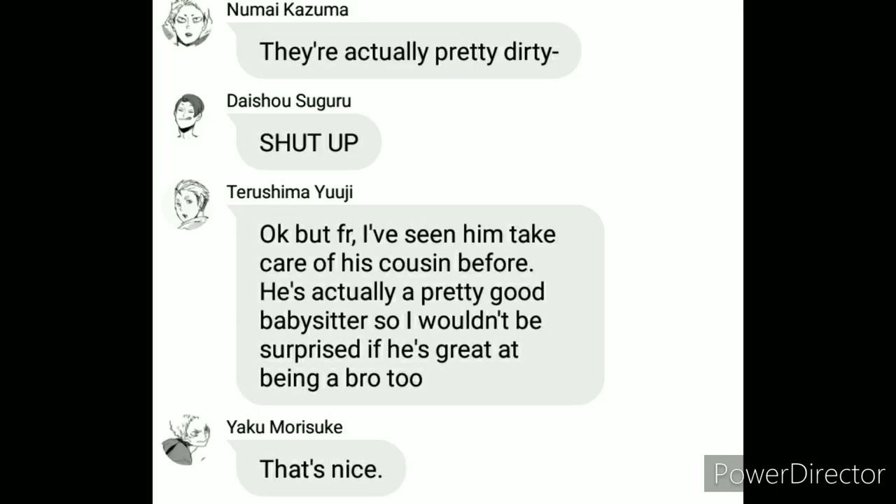 hq text || sibling anthem check || shibayama, suna, daishou