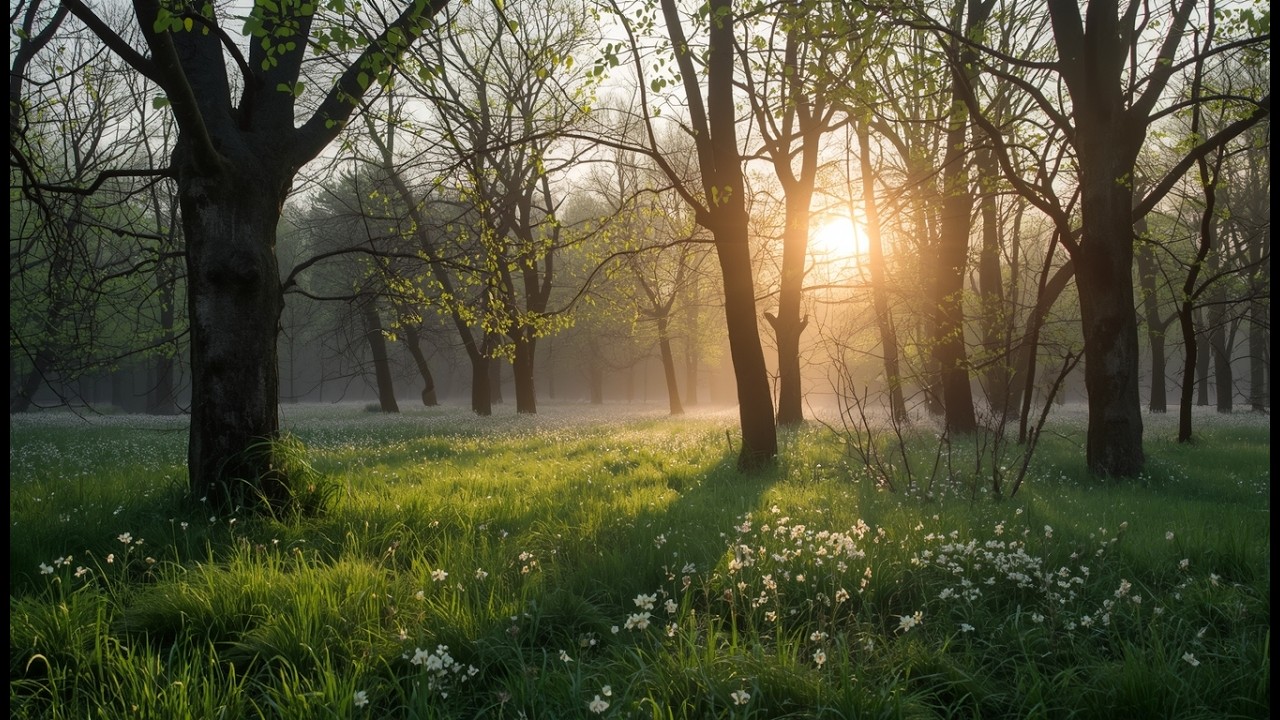 Spring Forest Sunrise Ambience | Soothing Nature Sounds for Relaxation (1 hour)