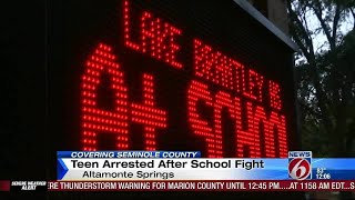 Teen arrested after school fight