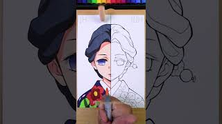 Drawing Tamayo 🥰 1 hour vs 10 hours 😳 || Part 2 #shorts #tamayo #demonslayer  #drawinganime