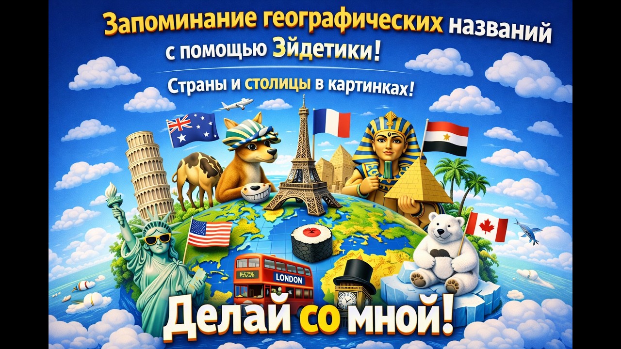 Страны и столицы легко запоминать. Просто попробуй. С практикой и тестом))