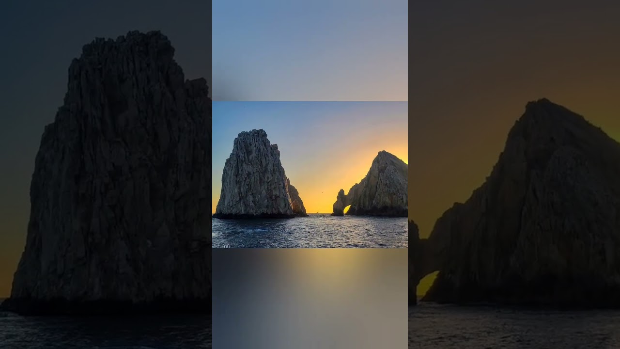 Orange sunset at El Arco where the Pacific meets the Gulf of California, Cabo San Lucas, Mexico 2022