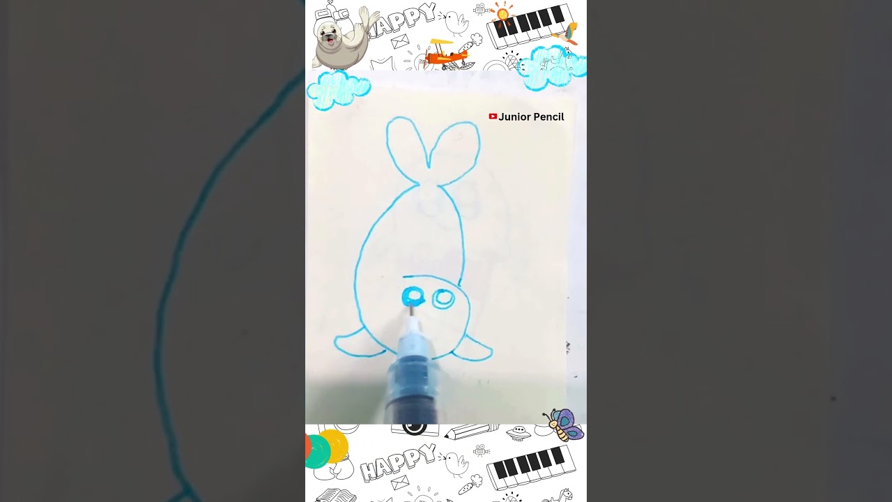 Draw Seal Fish with Number 6 