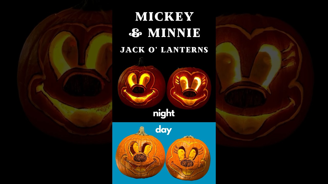 Mickey Mouse & Minnie Mouse Pumpkin Carving Ideas.  Jack-o’-lantern ￼