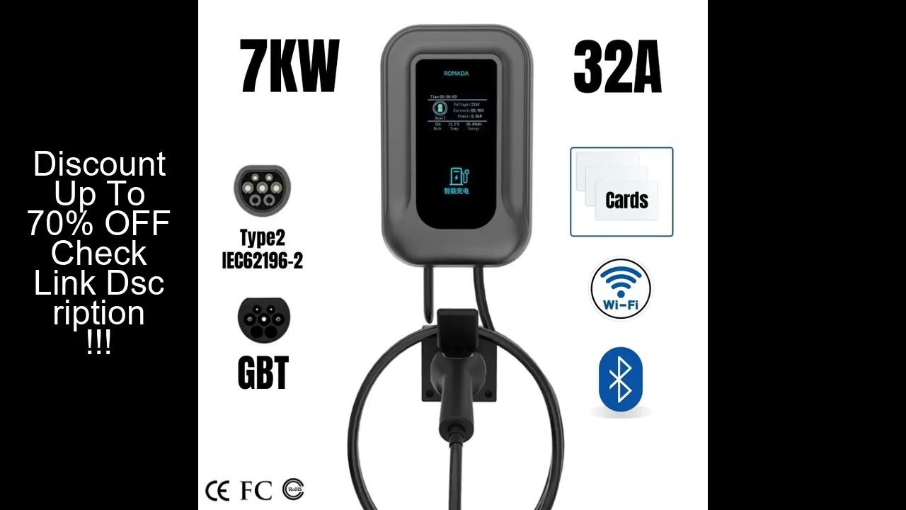 7.6KW 32A Type 2 Electric Vehicle Charger IEC62196 EV Charging Station GBT Wallbox EV Charger with S