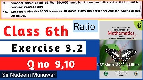 Class 6 Exercise 3.2 Q no 9 Q no 10 NBF Maths Ex 3.2 Ratio Words problem Urdu Sir Nadeem Munawar