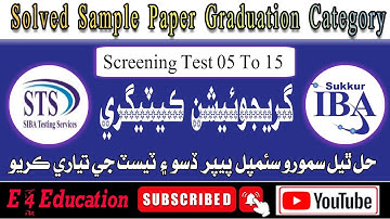 Graduation Category Solved Sample Paper Complete For BPS 05 To 15 Test|STS|IBA|TEST|E 4 Education