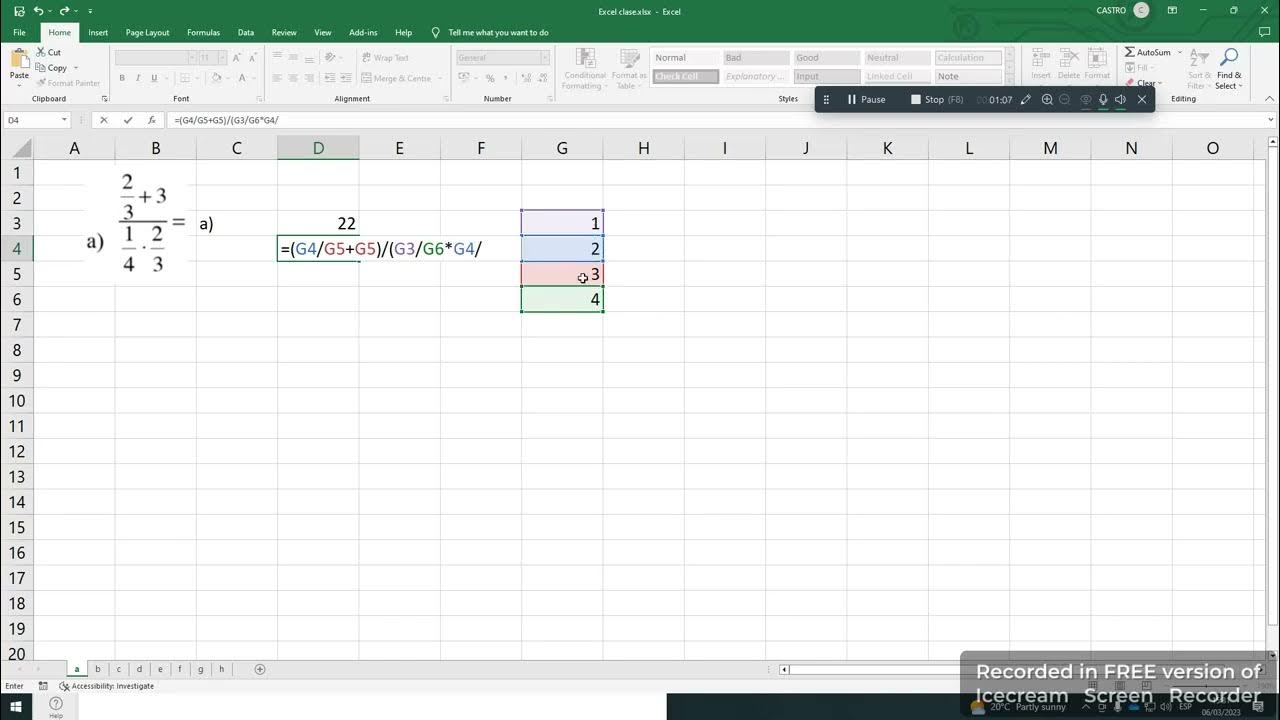 Exercise excel a,b,c - YouTube