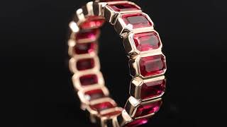 Stunning Emerald Shaped Ruby Eternity Ring - Ian Sharp Jewellery