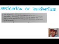 APPLICATION OF DERIVATIVES