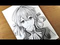 cara menggambar anime - violet evergarden | how to draw anime