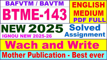 BTME 143 solved assignment 2025 in English || btme 143 solved assignment 2024-25 || btme143 2025-26
