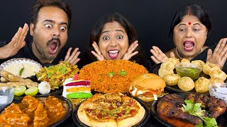 Street Food Eating Challenge - Spicy Noodles, Pizza, Panipuri, Burger, Pastry, Spicy Momo, Tandoori