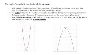 Module 7 Quadratic Functions Introduction