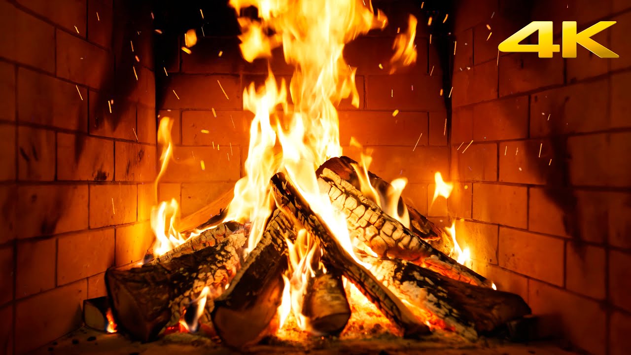 🔥 Каминный уют без музыки, мягкое пламя и треск дров для спокойного сна (Fireplace 4K)