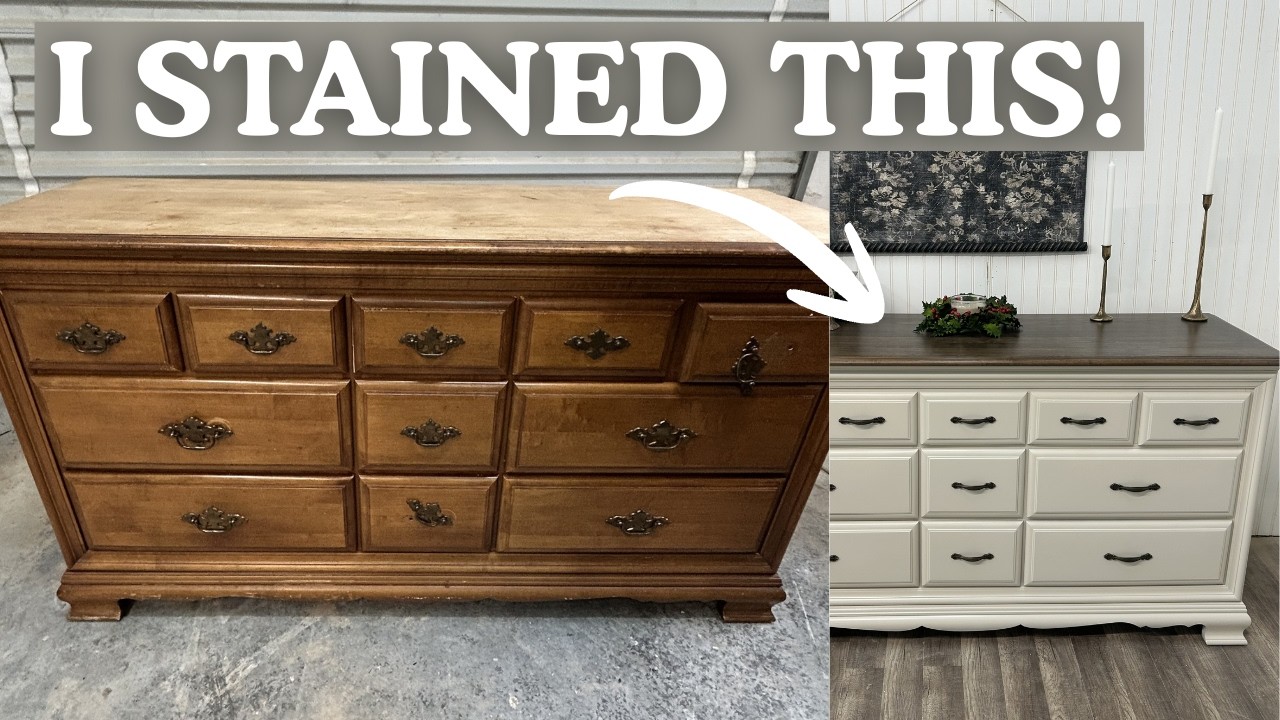 Furniture Refinishing...But With Stained Tops!