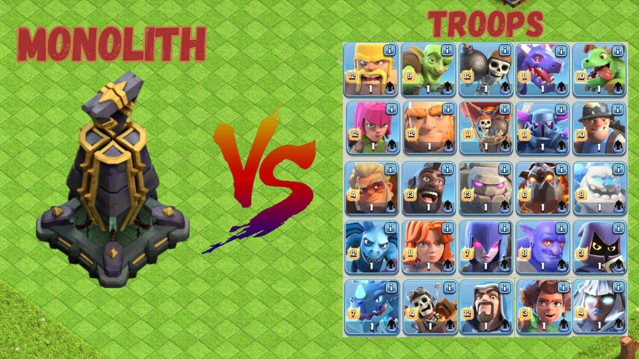 Monolith v/s Every clash of clans troops || Power of Monolith ||