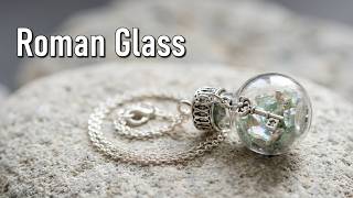 Sterling Silver Roman Glass in a Bottle Necklace with Charms