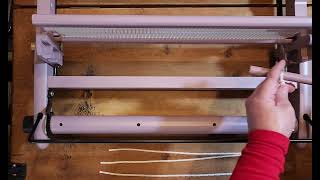 Demonstration: Putting on Texsolv Apron Strings, #rigidheddleloom #rigidheddleweaving #weavingloom