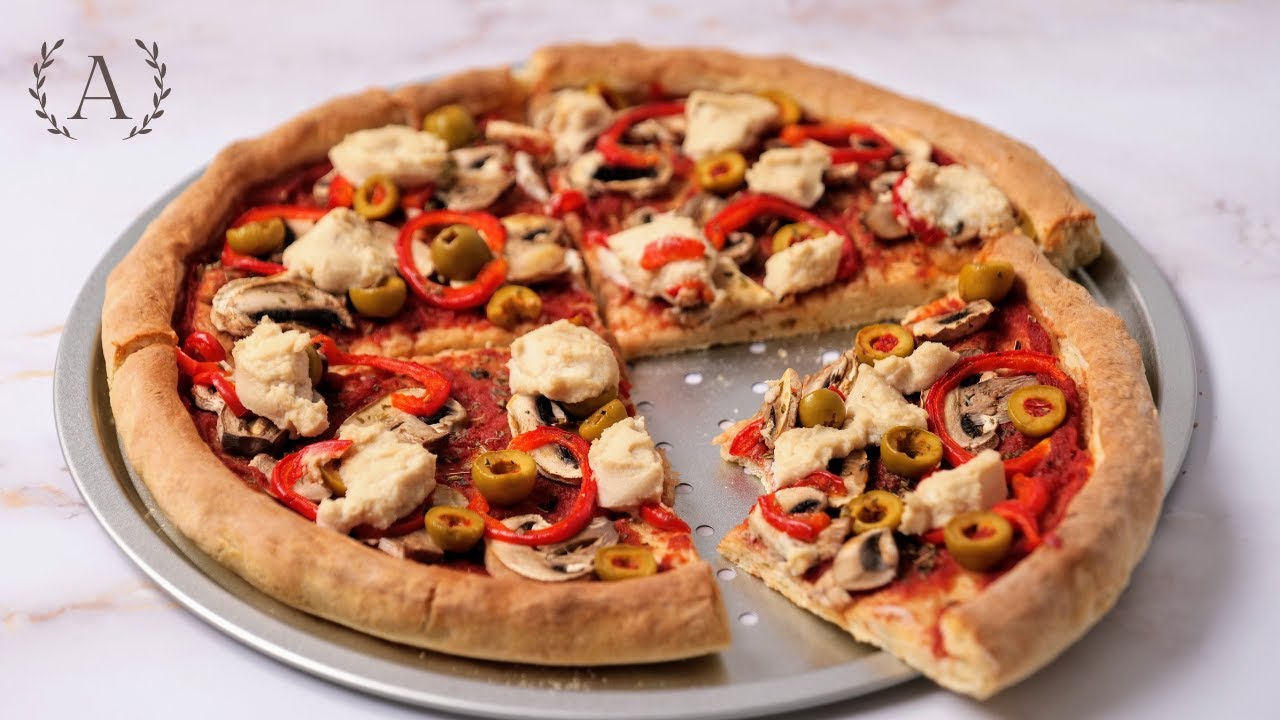 Homemade Mushroom Pizza With Cashew Cheese | Vegan