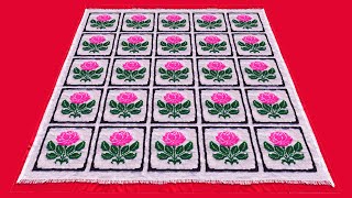 Rose Flower Dosuti Cross Sch Table Cloth Design.गलब क फल वल दसत टबल कलथ डजइन