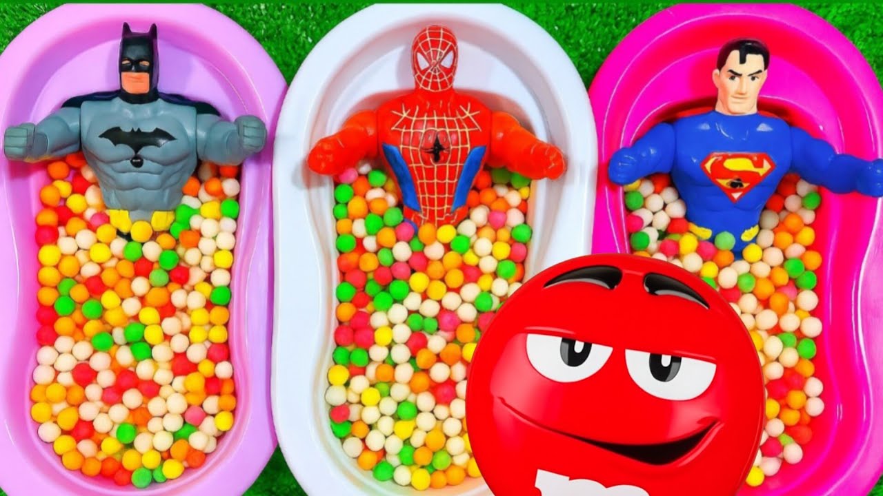 5 Minutes Satisfying Video | Mixing Candy ASMR & Slime in 3 Bathtubs with Baby Dolls