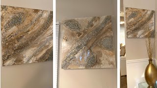Geode Art DIY || Gold & Cream Resin Wall Art
