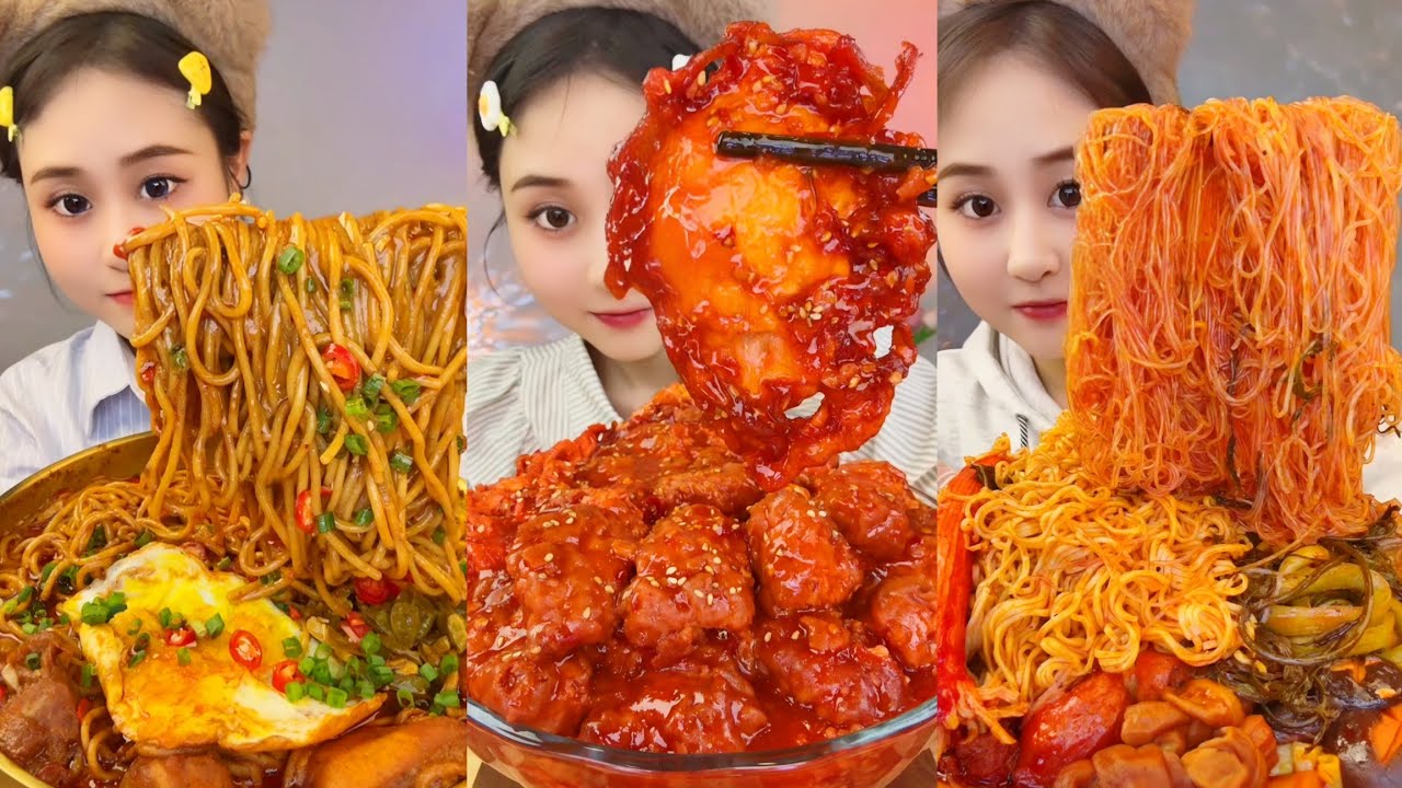 ASMR EATING SPICY AND HOT Korean Noodles 먹방 | Chinese Spicy Food ASMR 중국먹방 | ASMR Eating Video