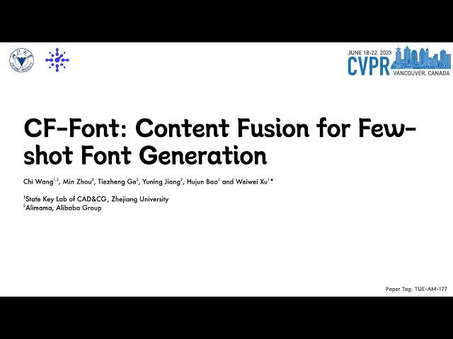 [CVPR23] CF-Font: Content Fusion for Few-shot Font Generation class=