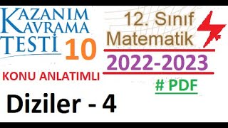 12. Sınıf Kazanım Testi 10 Matematik 2022 2023 Diziler 4 Ayt Matematik Eba Ogm Materya
