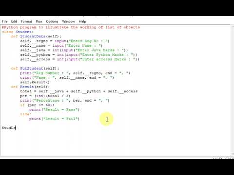 Python program to illustrate the working of list of objects - YouTube