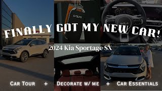 FINALLY got my NEW car!! | 2024 Kia Sportage SX | Car Tour + Decorate w/ me + Car Essentials