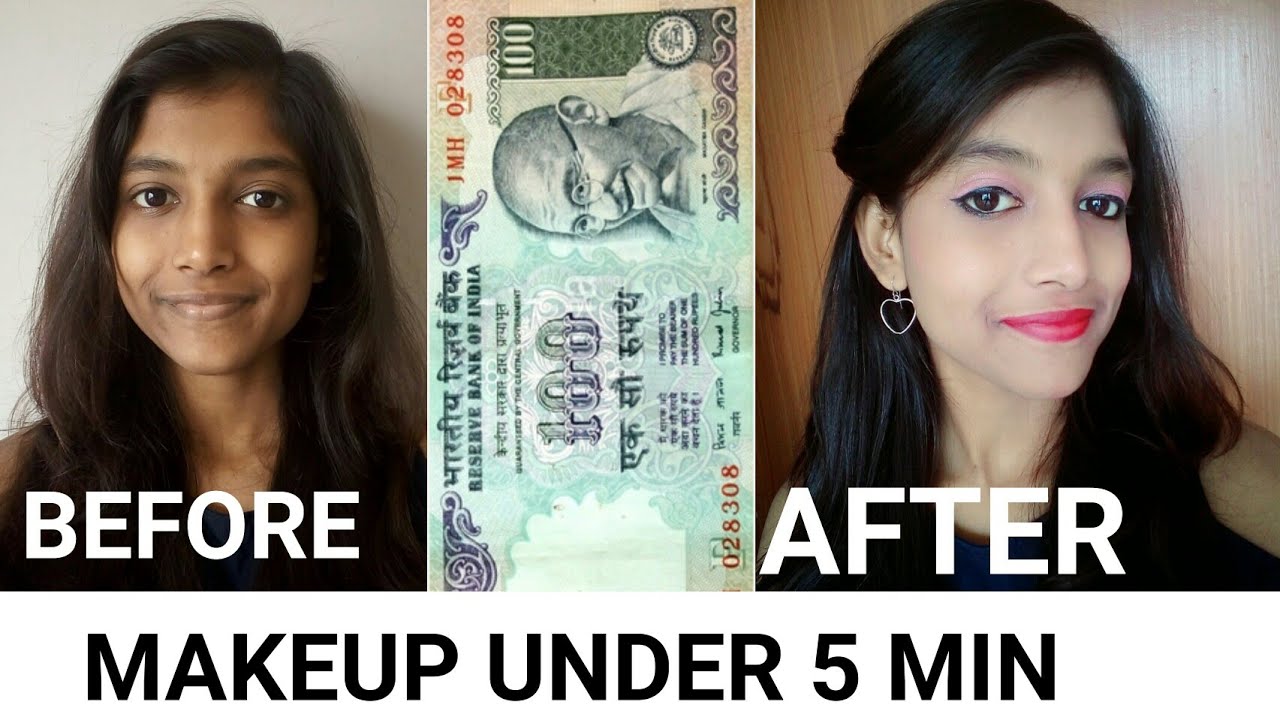 Rs 100 Makeup Under 5 Mins Beginner Party Makeup Look YouTube