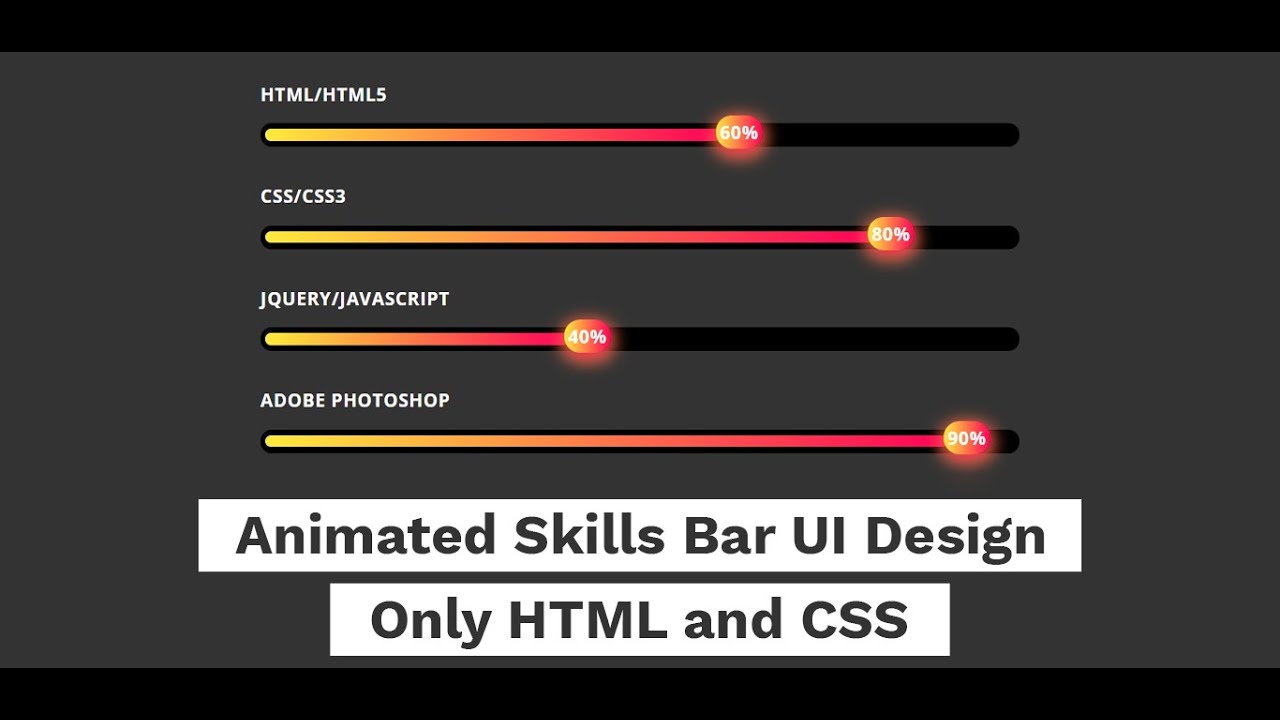 Animated Skills Bar UI Design Using Pure HTML and CSS