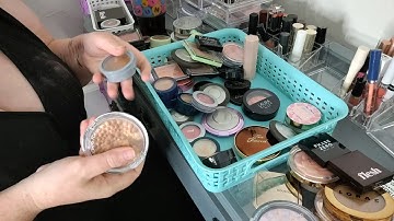 Makeup collection and declutter single blush, highlighters, bronzers