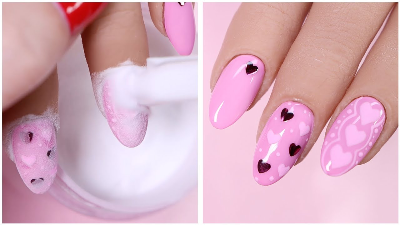 New Nail Art 2022 💕 Cute Pink 3D Hearts!