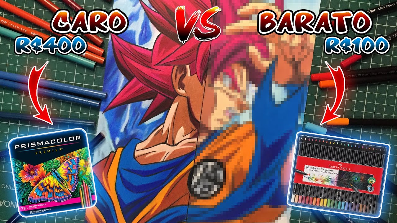 Caro VS Barato - Prismacolor VS Faber Castell Super Soft - Drawing Goku Super Sayajin God [DBZ]