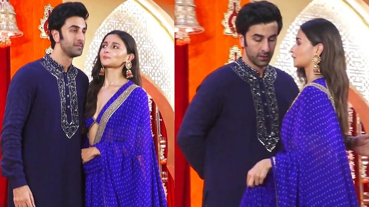 Ranbir Kapoor And Alia Bhatt Blessings Before Wedding At North Bombay Mandir Diwali Puja