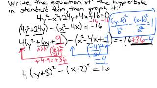 write equation of hyperbola in standard form and graph it