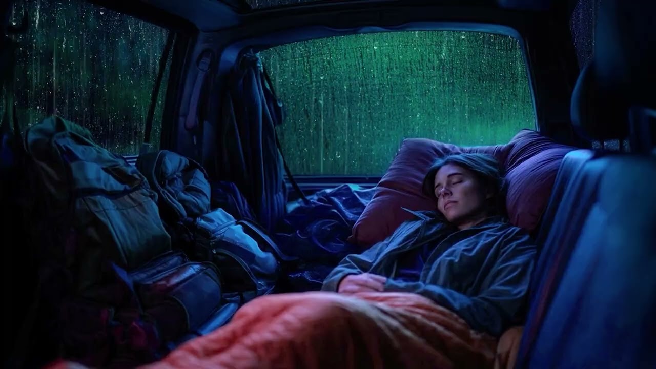 Дождь и гром ⛈️ Сильный дождь в уютной машине для мгновенного засыпания, расслабляющие звуки дождя